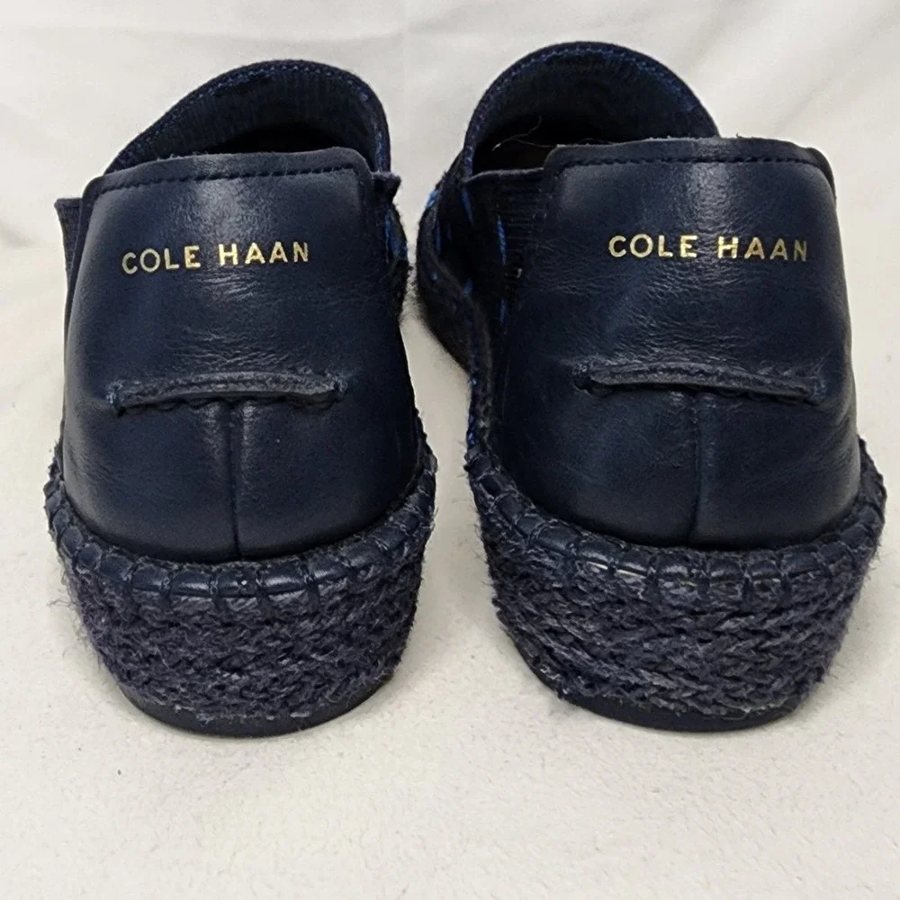 Cole Haan Pinch Maine Classic Navy Blue Leopard Loafers Size 9B